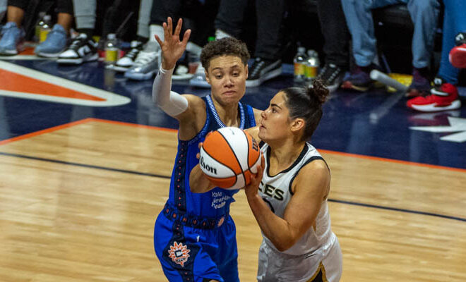 Las Vegas Aces grind past Liberty to clinch second straight WNBA